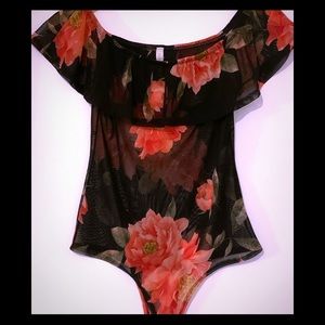 🆕LOVE❤️REPUBLIC|Black🌺Floral Mesh Body Suit M